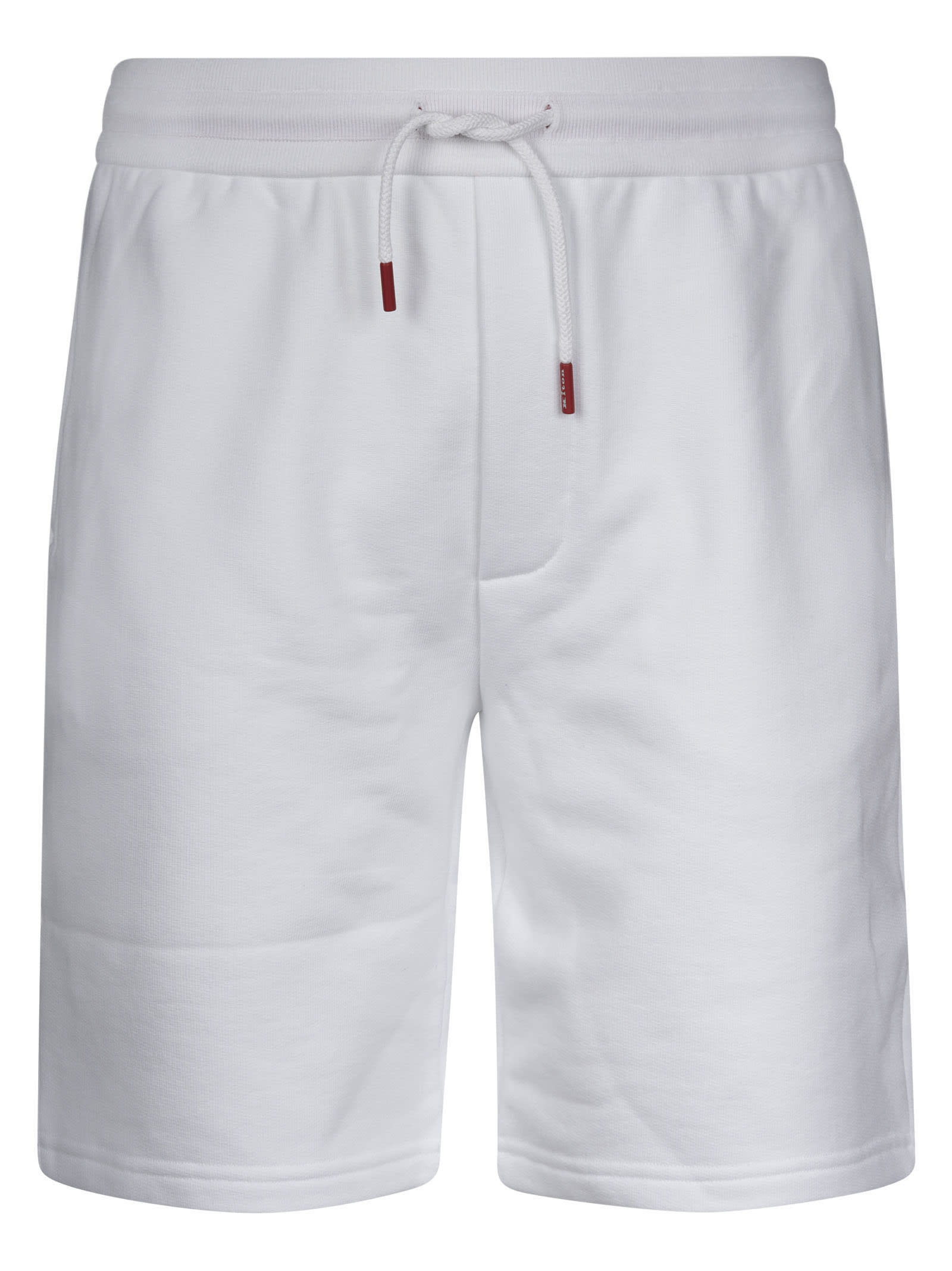 Shop Kiton Elastic Drawstring Waist Shorts In White