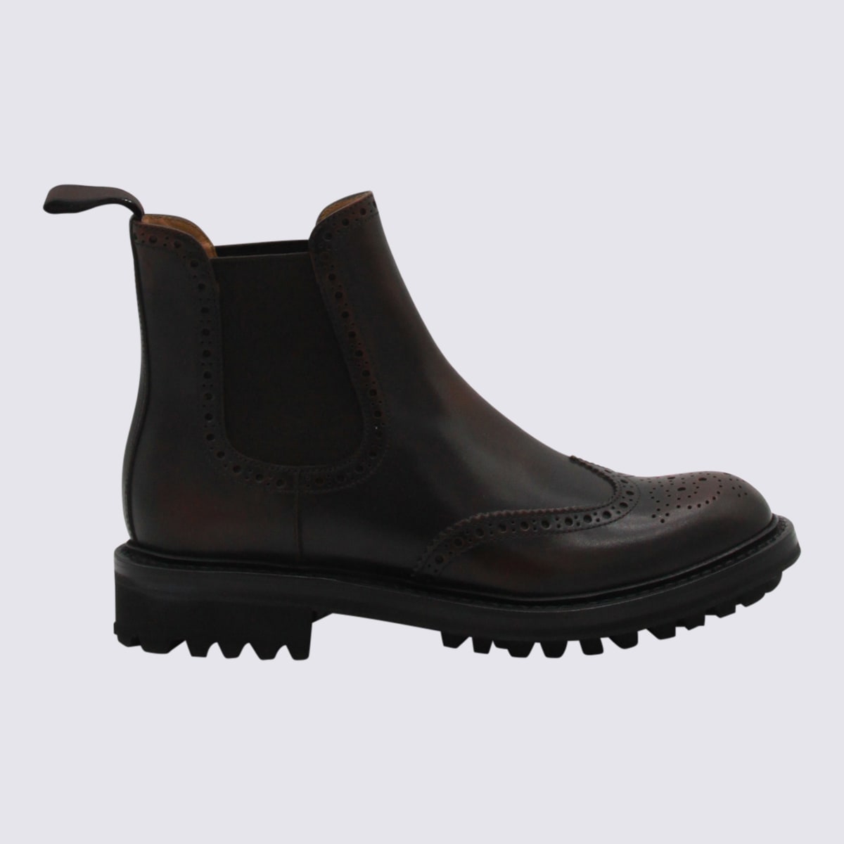 Church's Chunky Sole Ankle Boots With Brogue Detailing In Brown