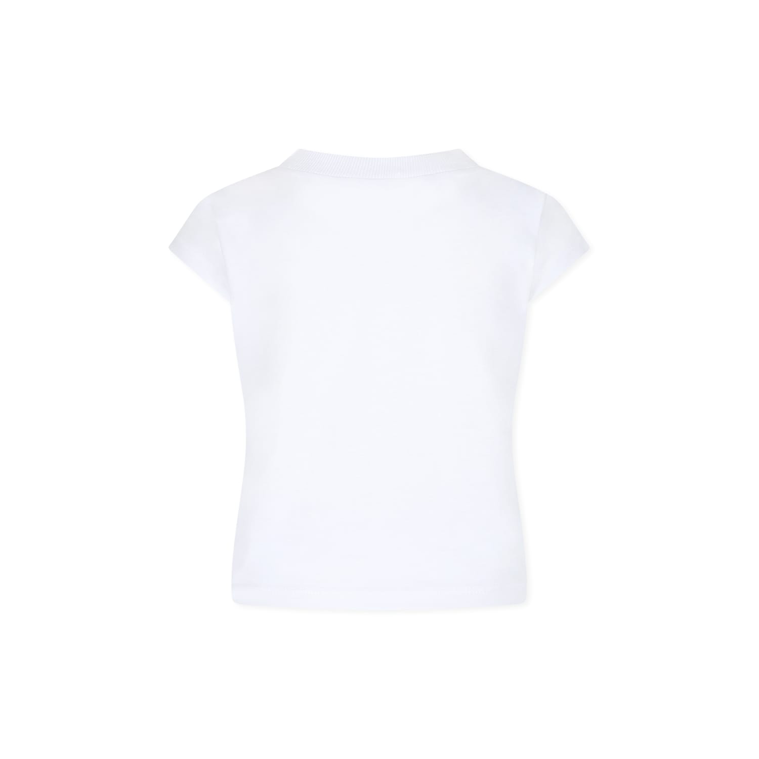 Billieblush White T-shir For Girl With Heart And Palm Tree Print In White