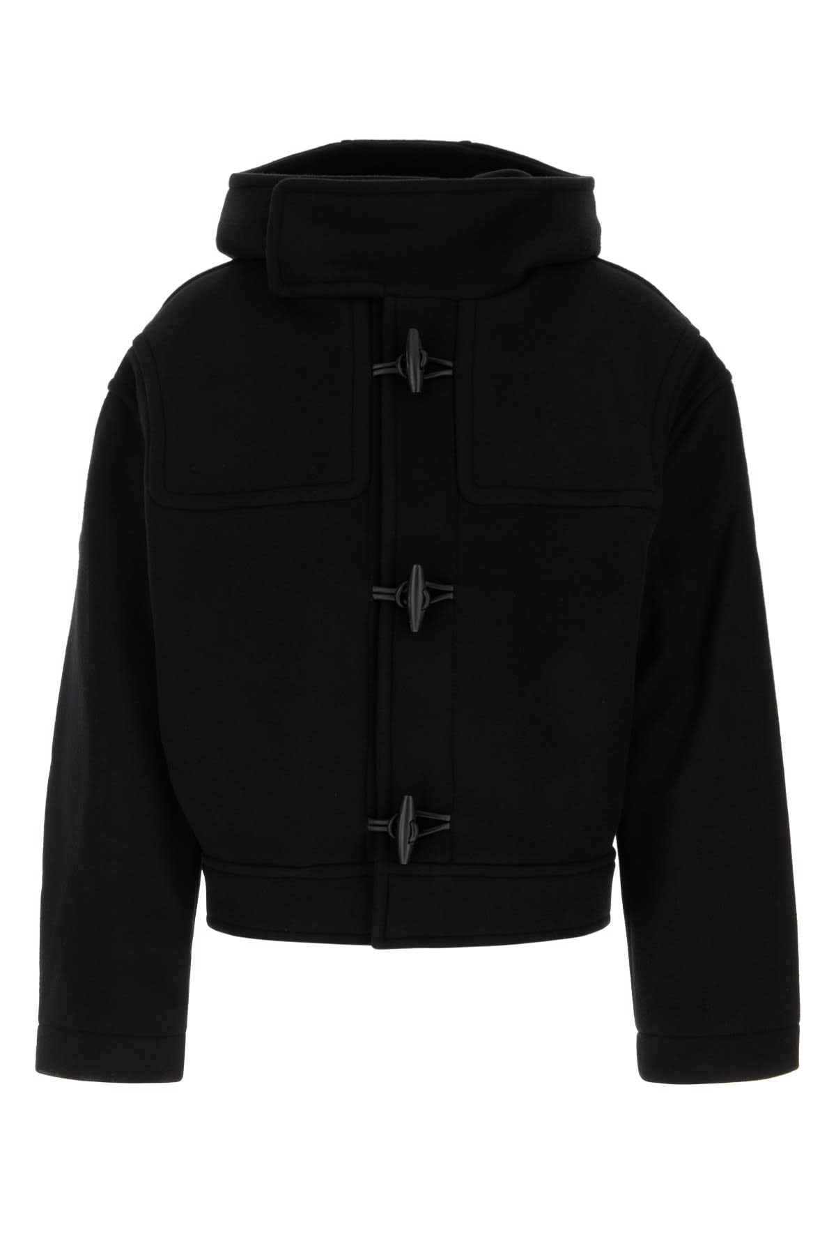 Jacquemus Hooded Long Sleeve Outerwear Collection In Black