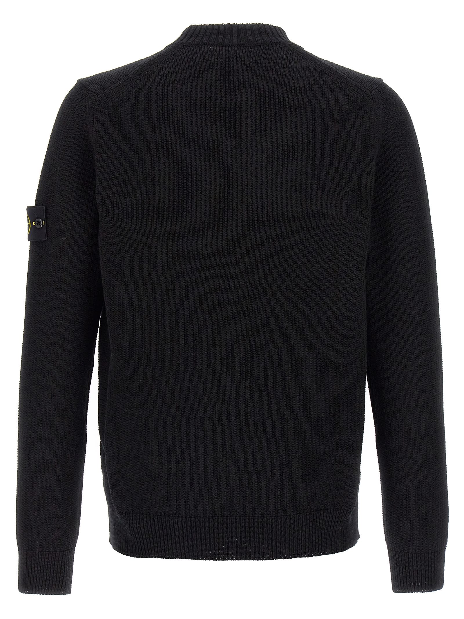 Shop Stone Island Logo Badge Sweater In Black