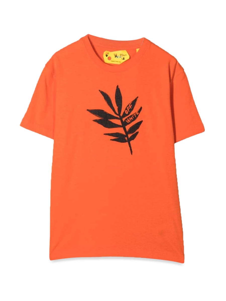 Off-white T-shirt In Jersey Di Cotone Stampato In Orange