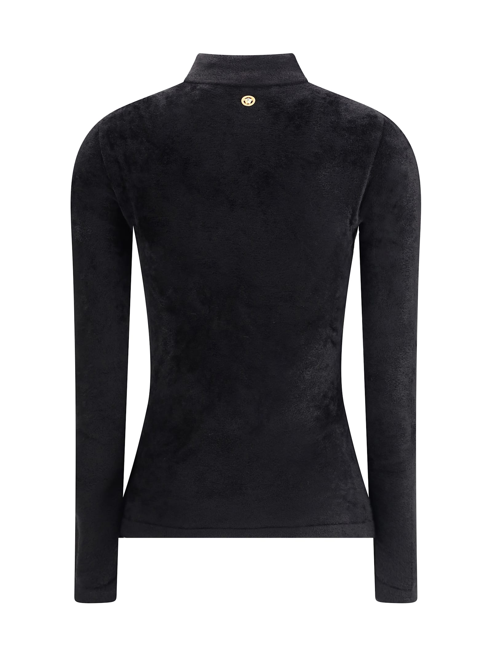 Versace Chenille Top With Half Nec In Black