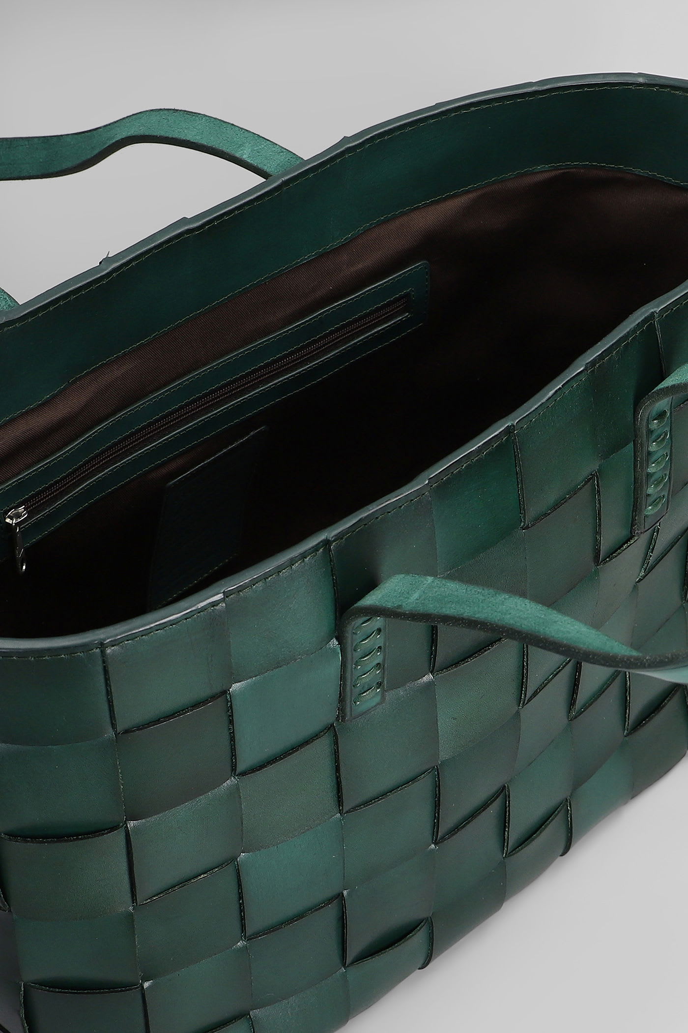 Dragon Diffusion Box Weave Basket Tote In Green Leather In Green