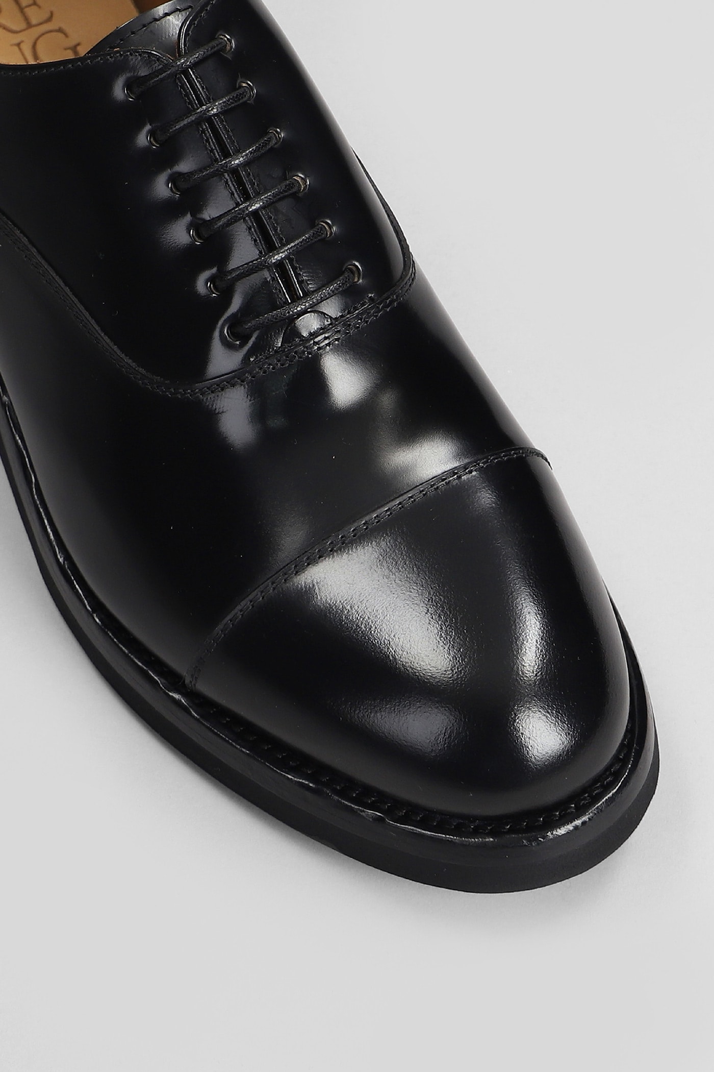 Shop Green George Lace Up Shoes In Black Leather