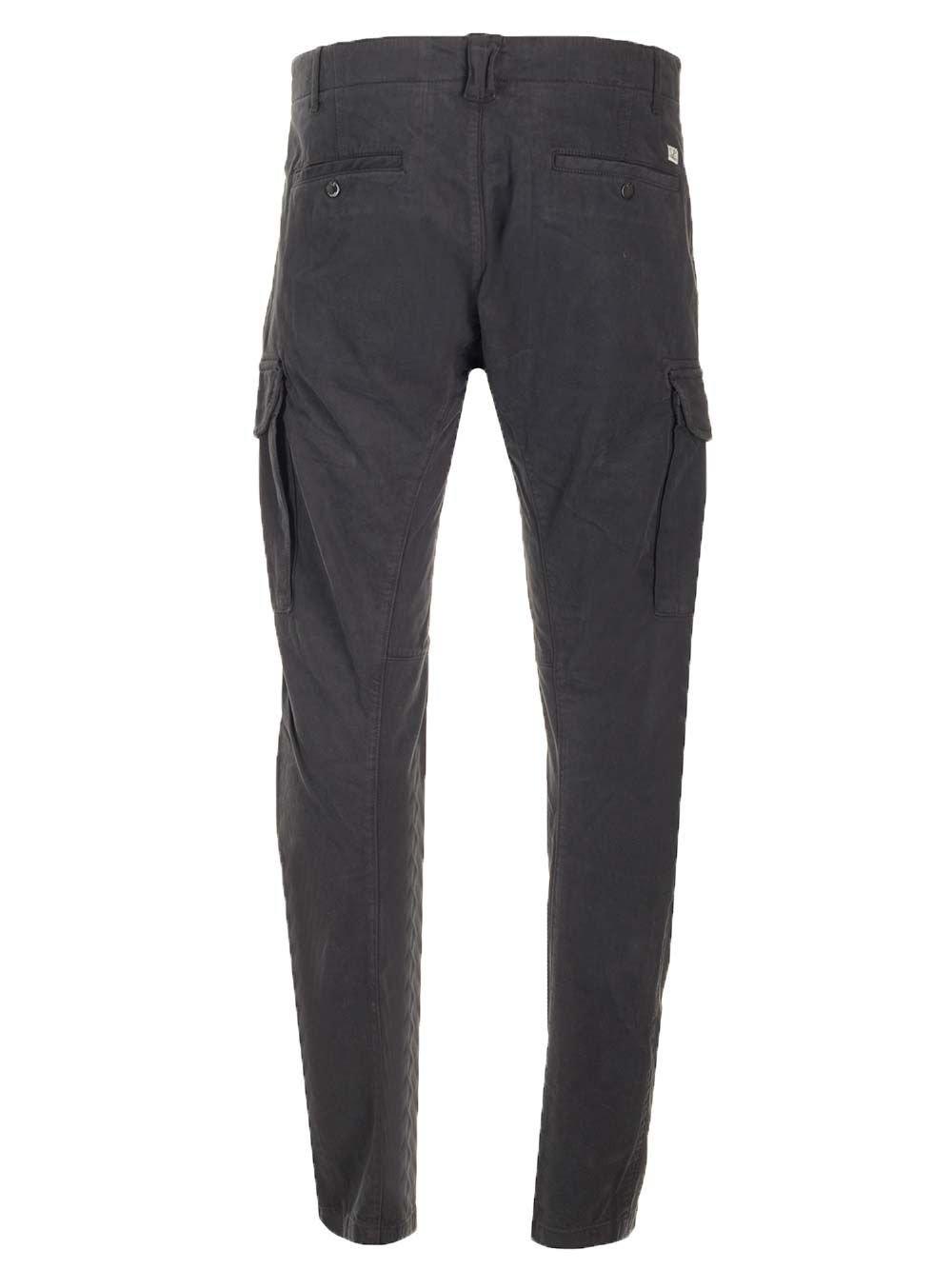 Shop C.p. Company Lens-detailed Tapered-leg Cargo Pants In Nero