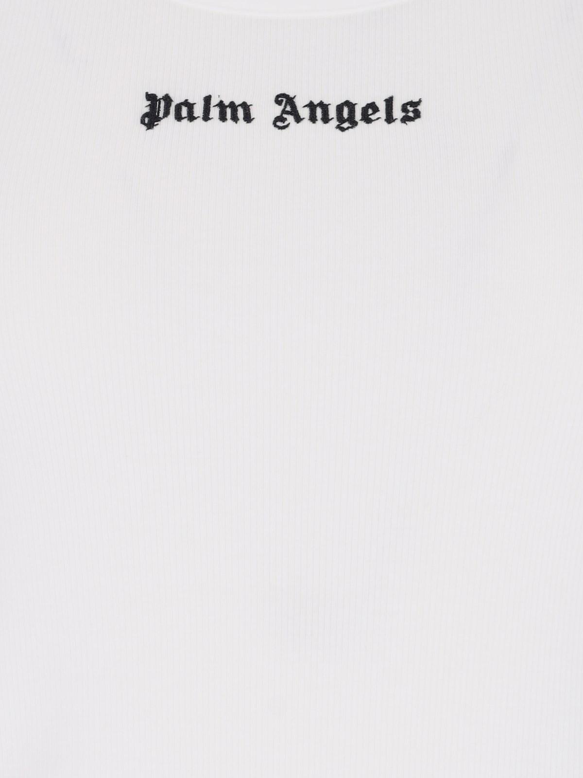 Shop Palm Angels Logo Tank Top In White Black