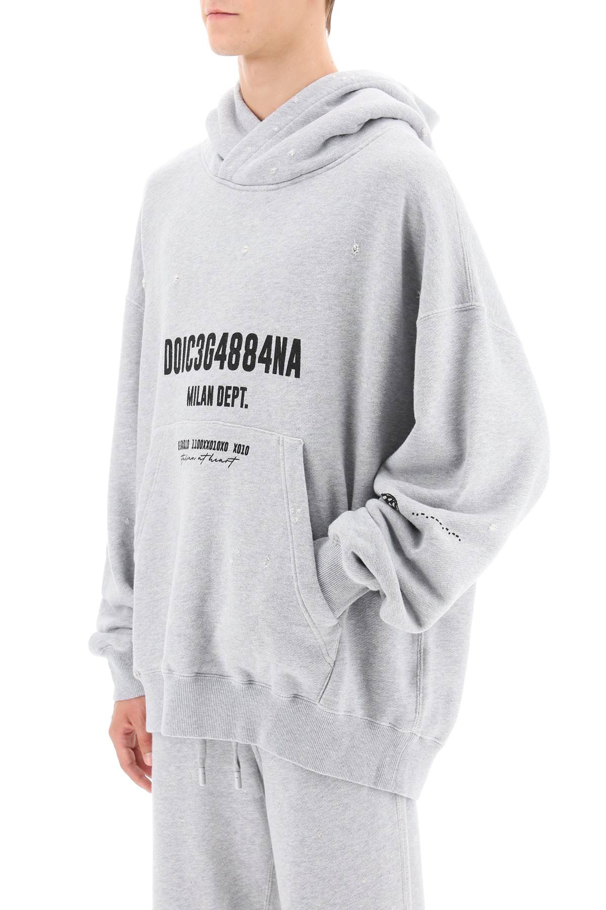 Shop Dolce & Gabbana Distressed-effect Hoodie In Melange Grigi (grey)