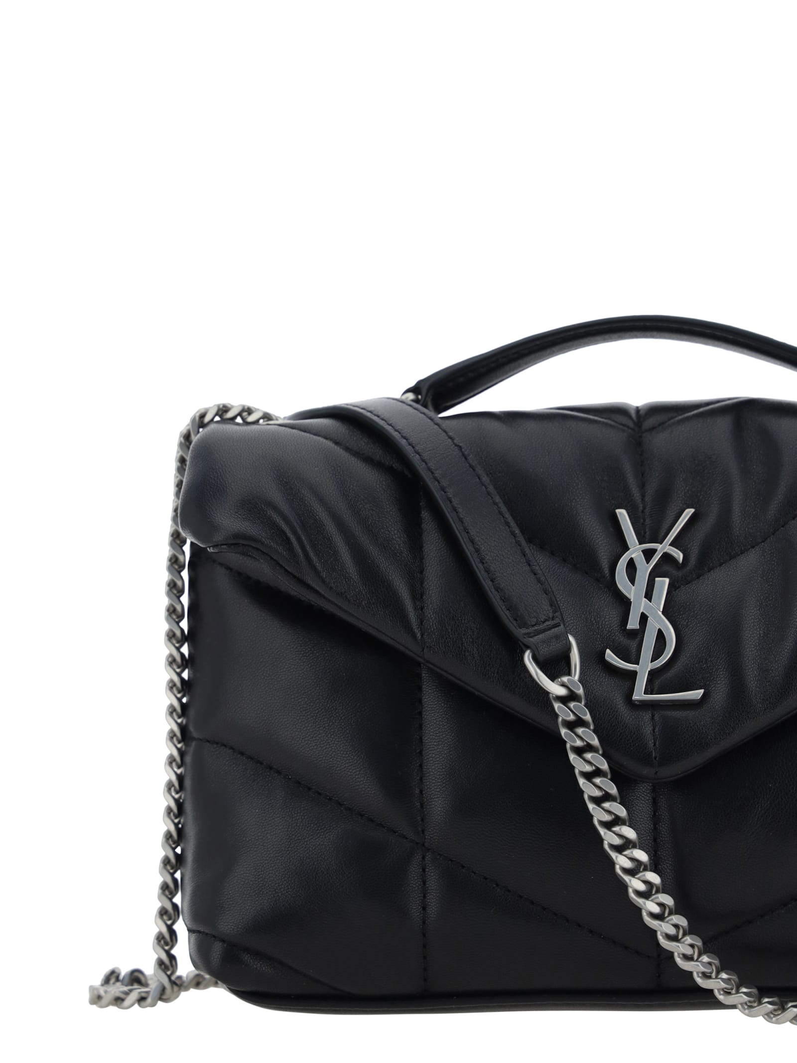 Saint Laurent Puffer Toy Quilted Leather Mini Bag In Black