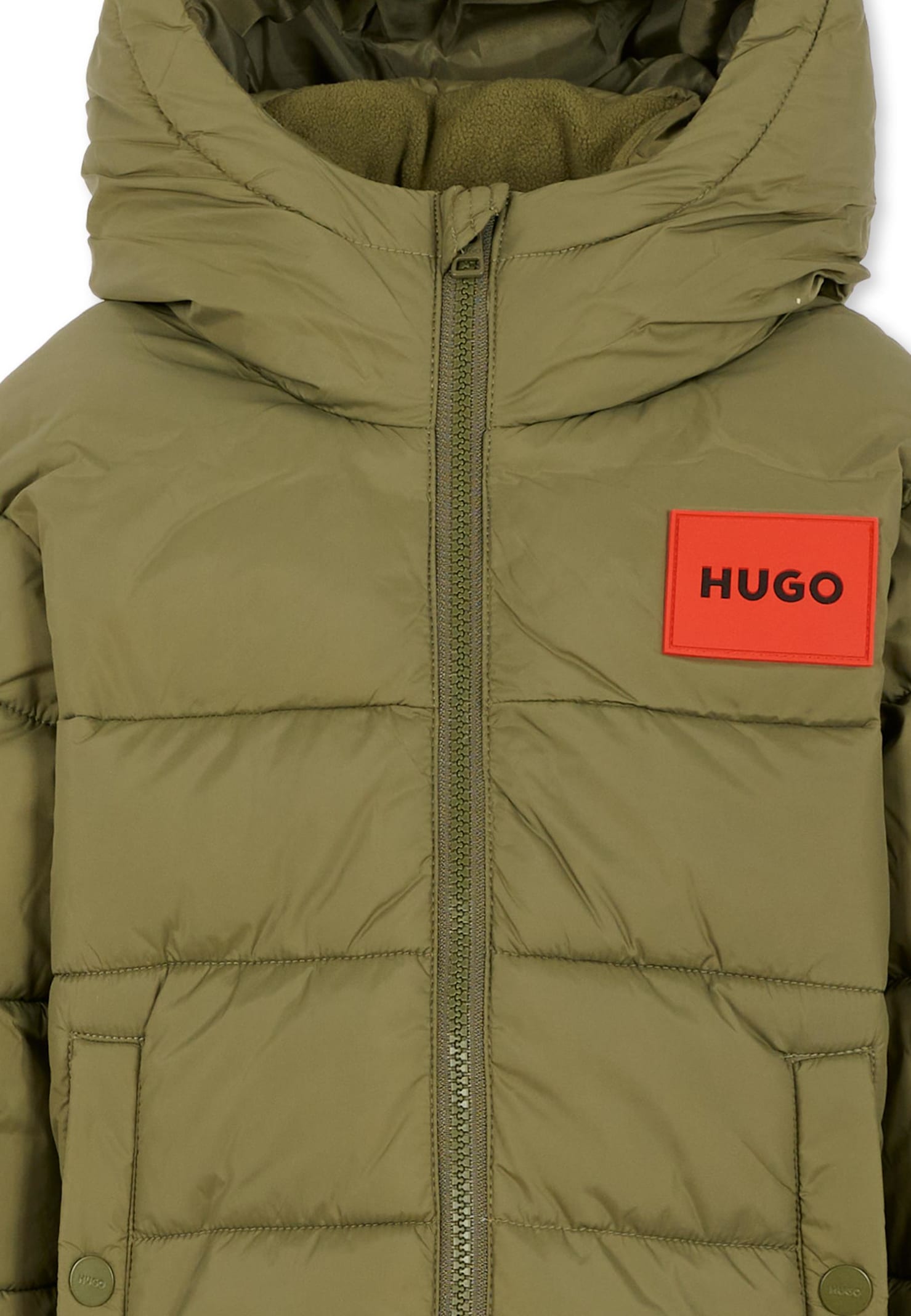 Hugo Boss Green Down Jacket For Boy With Logo In Green