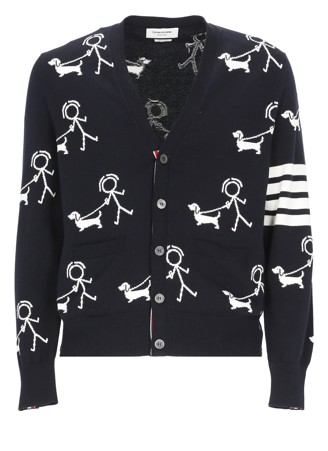 THOM BROWNE CARDIGAN WITH EMBROIDERIES