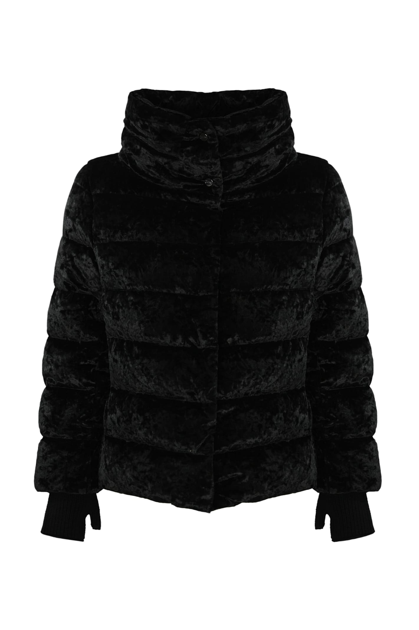 Shop Herno Down Jacket In Velvet In Nero