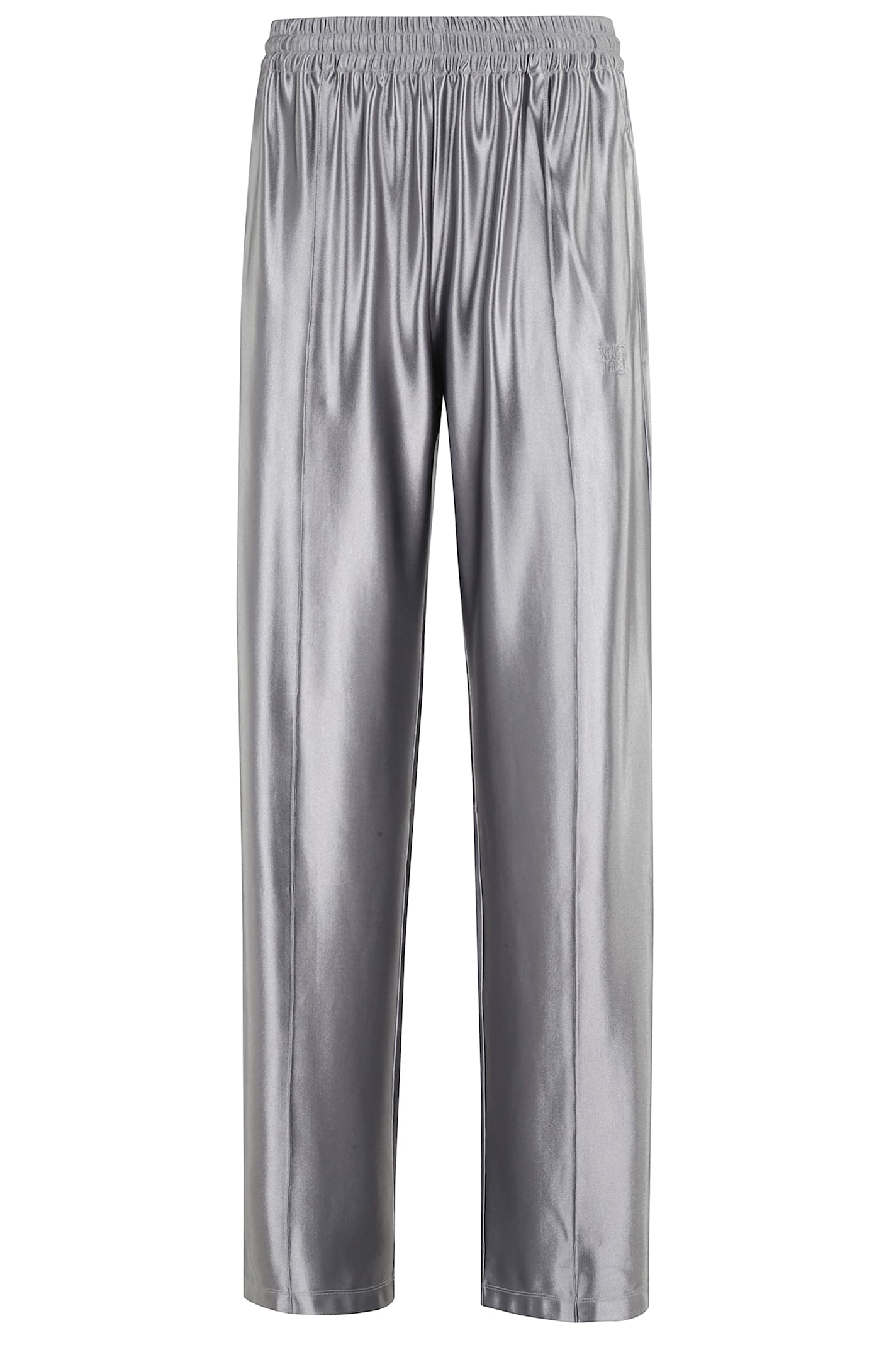 Alexander Wang T Alexanderwang.t Relaxed Logo-embroidered Satin Track Pants In Gray
