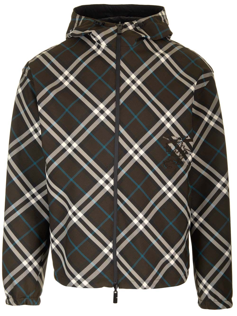 Shop Burberry Reversible Check Jacket In Green