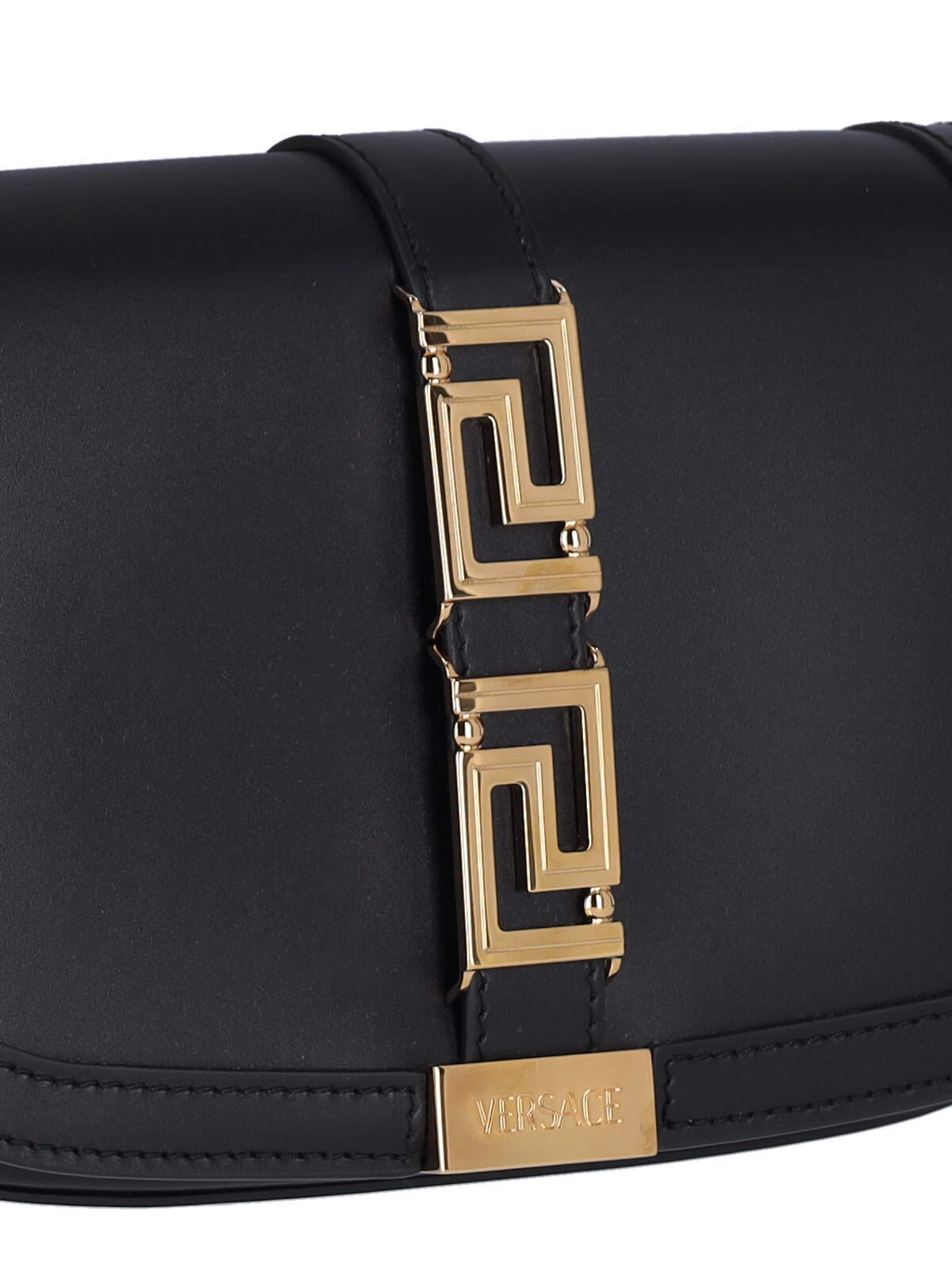 Shop Versace Geca Goddess Shoulder Bag In Black