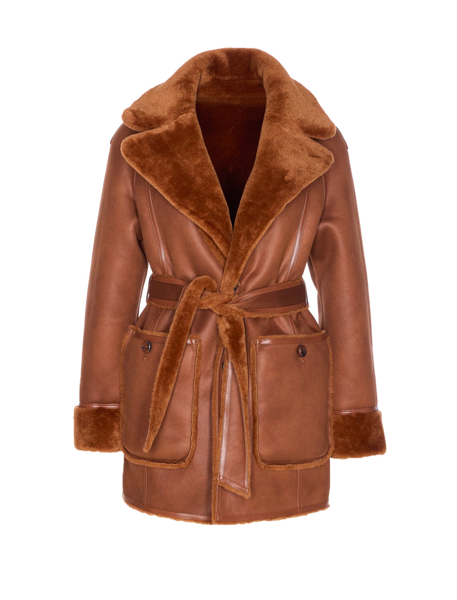 Urbancode Belted Reversible Coat In Brown