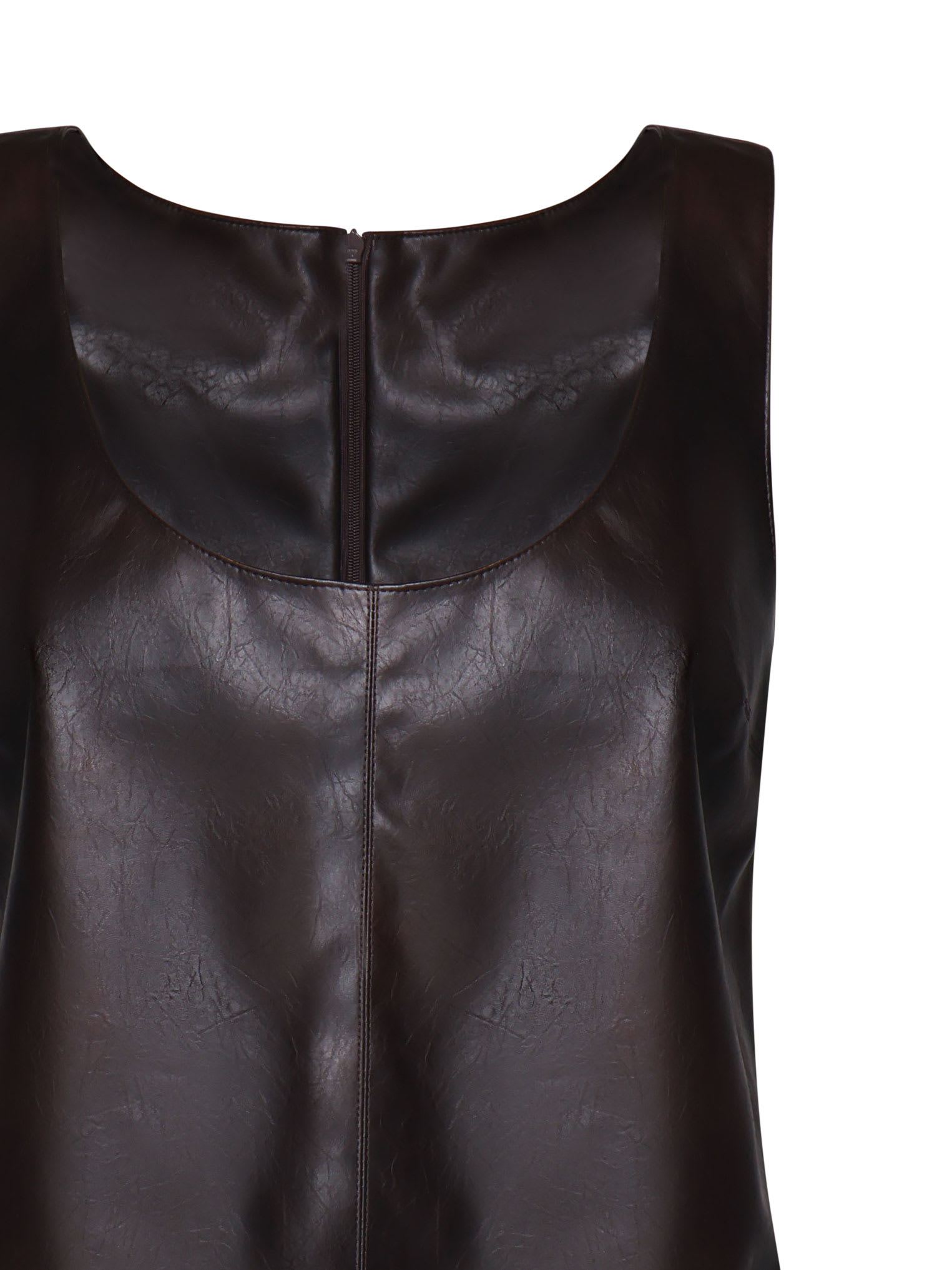 Shop Pinko Capuana Ecoleather Top In Brownish Black