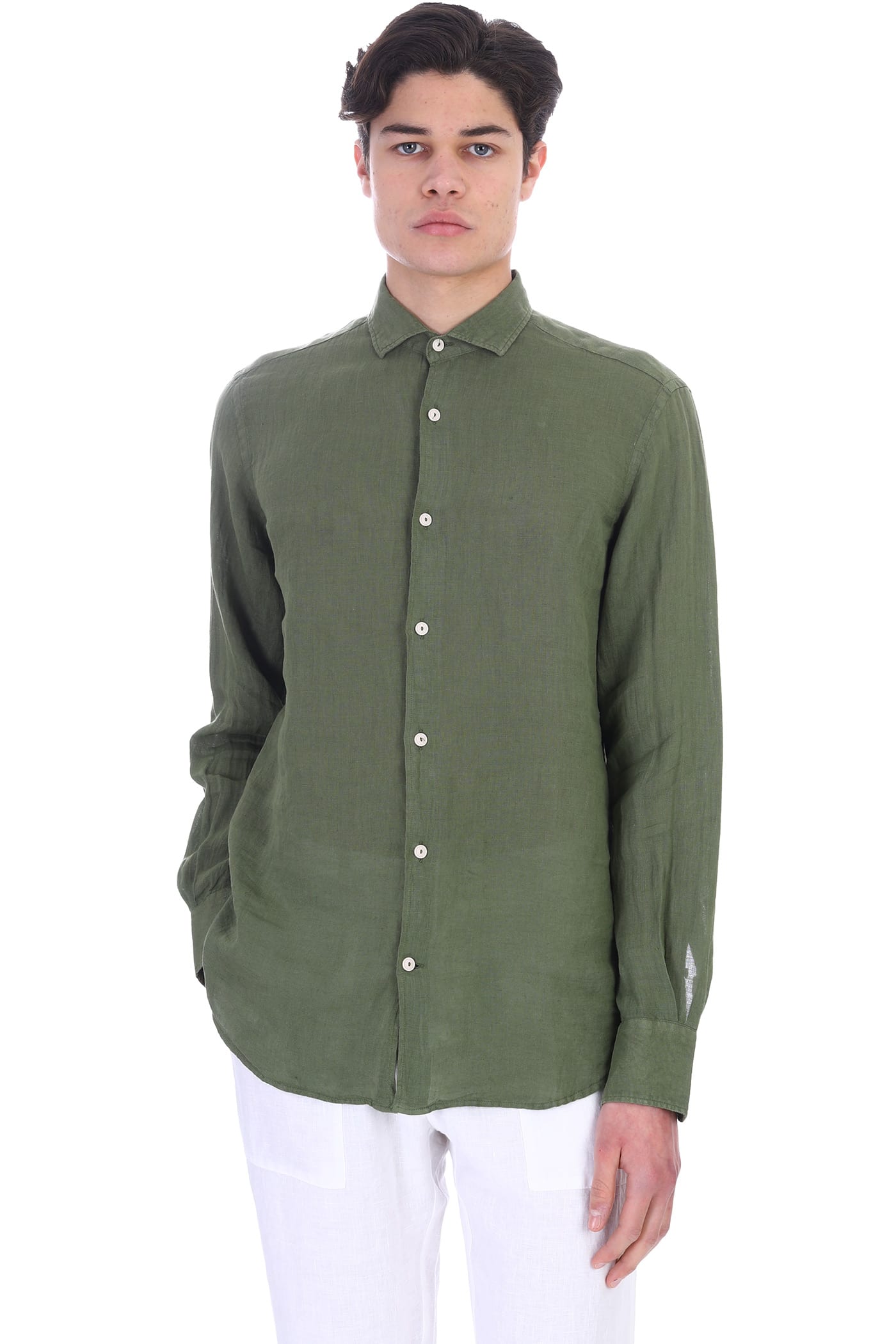 MC2 Saint Barth Shirt In Green Linen