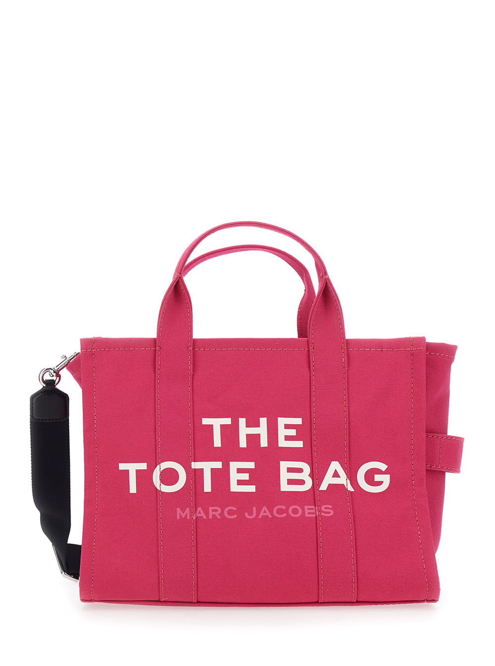 Marc Jacobs The Medium Tote Pink Tote Bag With Contrasting Logo Lettering On The Front In Cotton Woman
