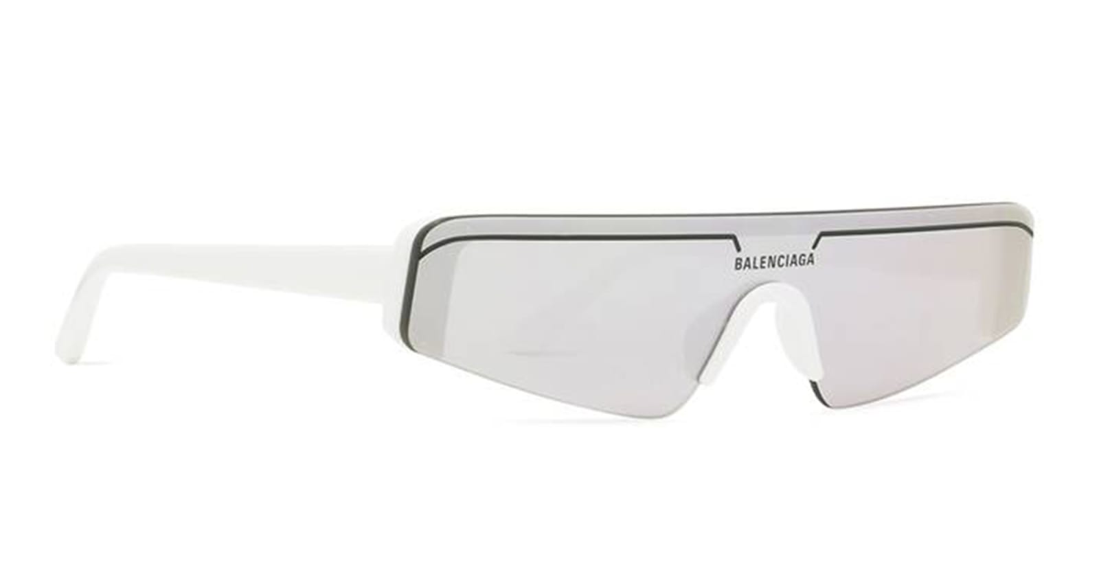 Shop Balenciaga Ski Rectangle - White Sunglasses