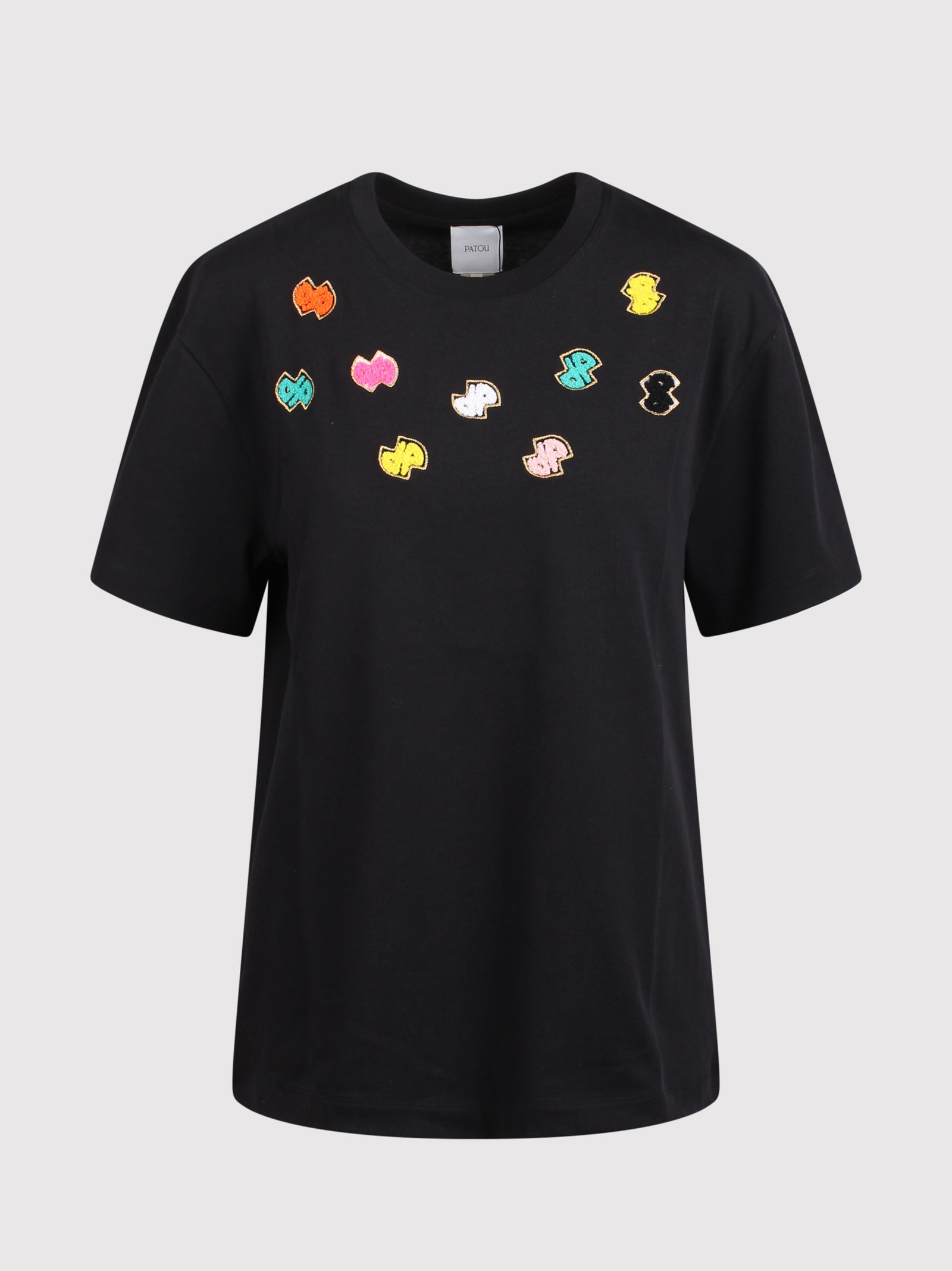 Shop Patou Cotton T-shirt With Colorful Embroidered Logos