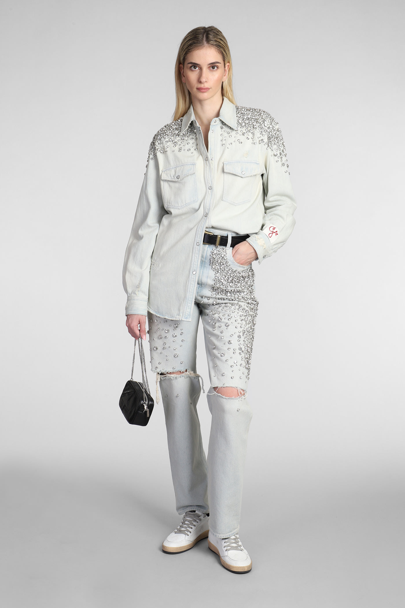 【GOLDEN 】CRYSTALS OVERSHIRT Golden Goose Women Crystals Overshirt In Blue | ModeSens
