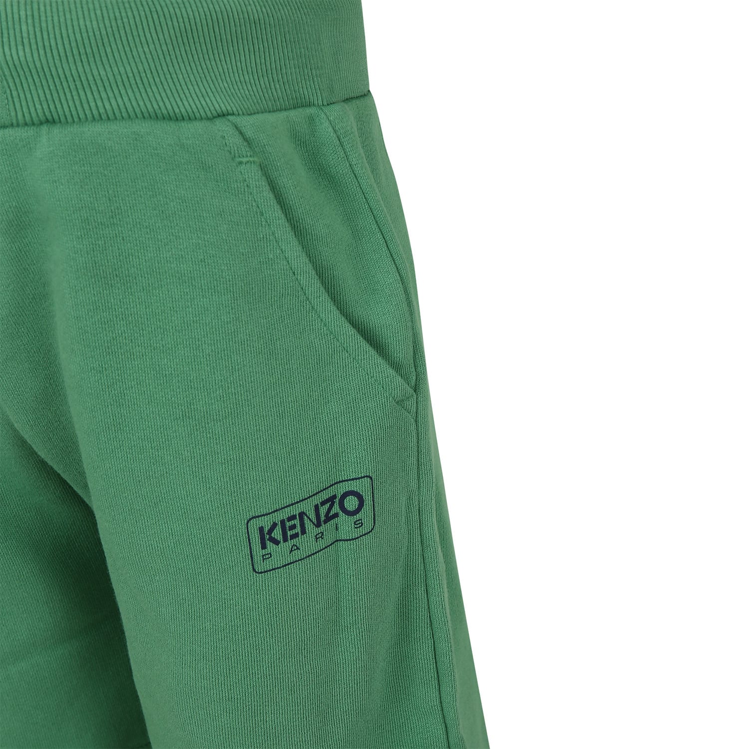 Shop Kenzo Green Shorts For Boy With Logo Print In F Menta Verde