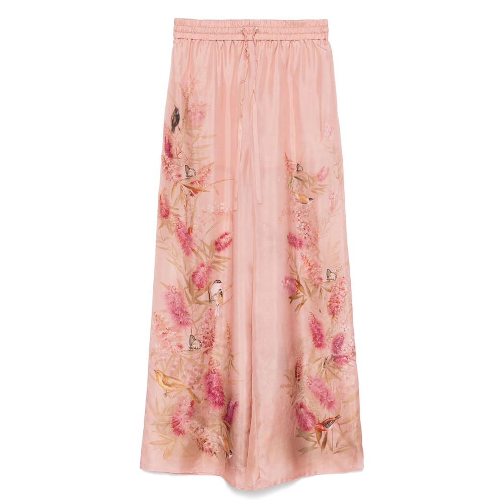 Zimmermann Cascadian Silk Wide Leg Pants In Pink