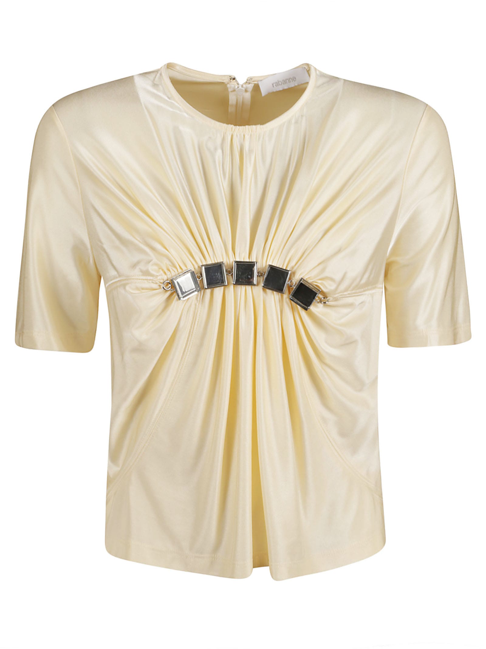 Paco Rabanne Back Zip Top In Creme Anglaise