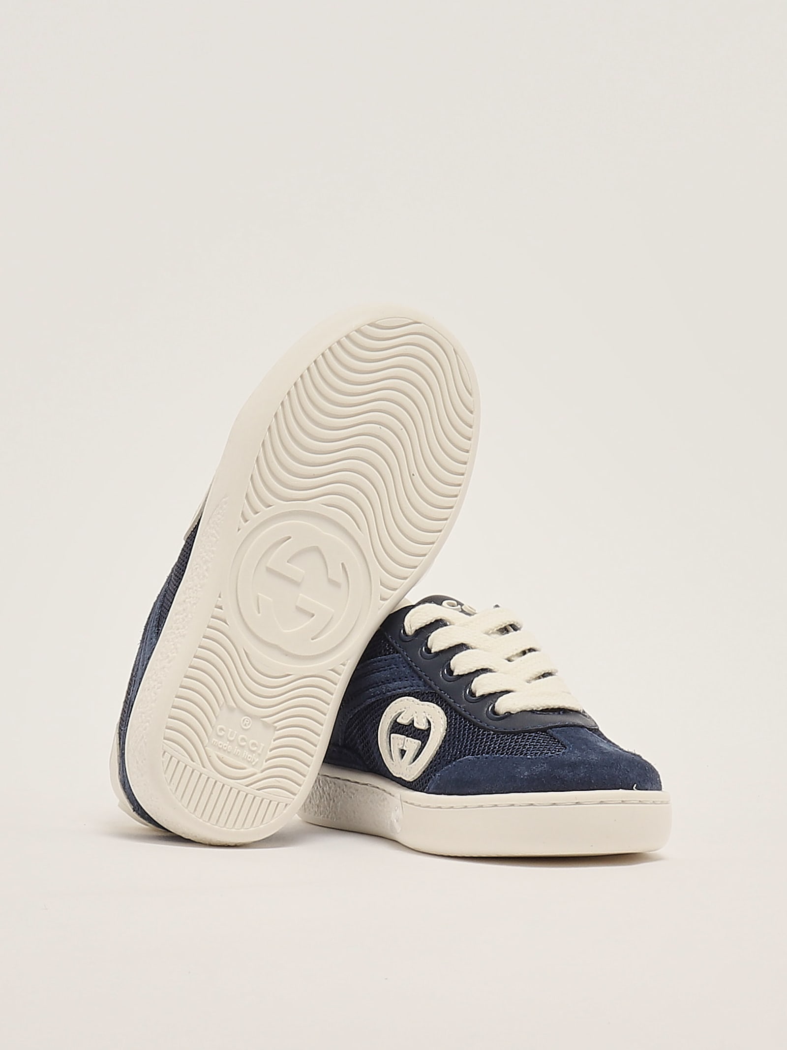 Gucci Interlocking G Suede-trimmed Sneakers In Blu