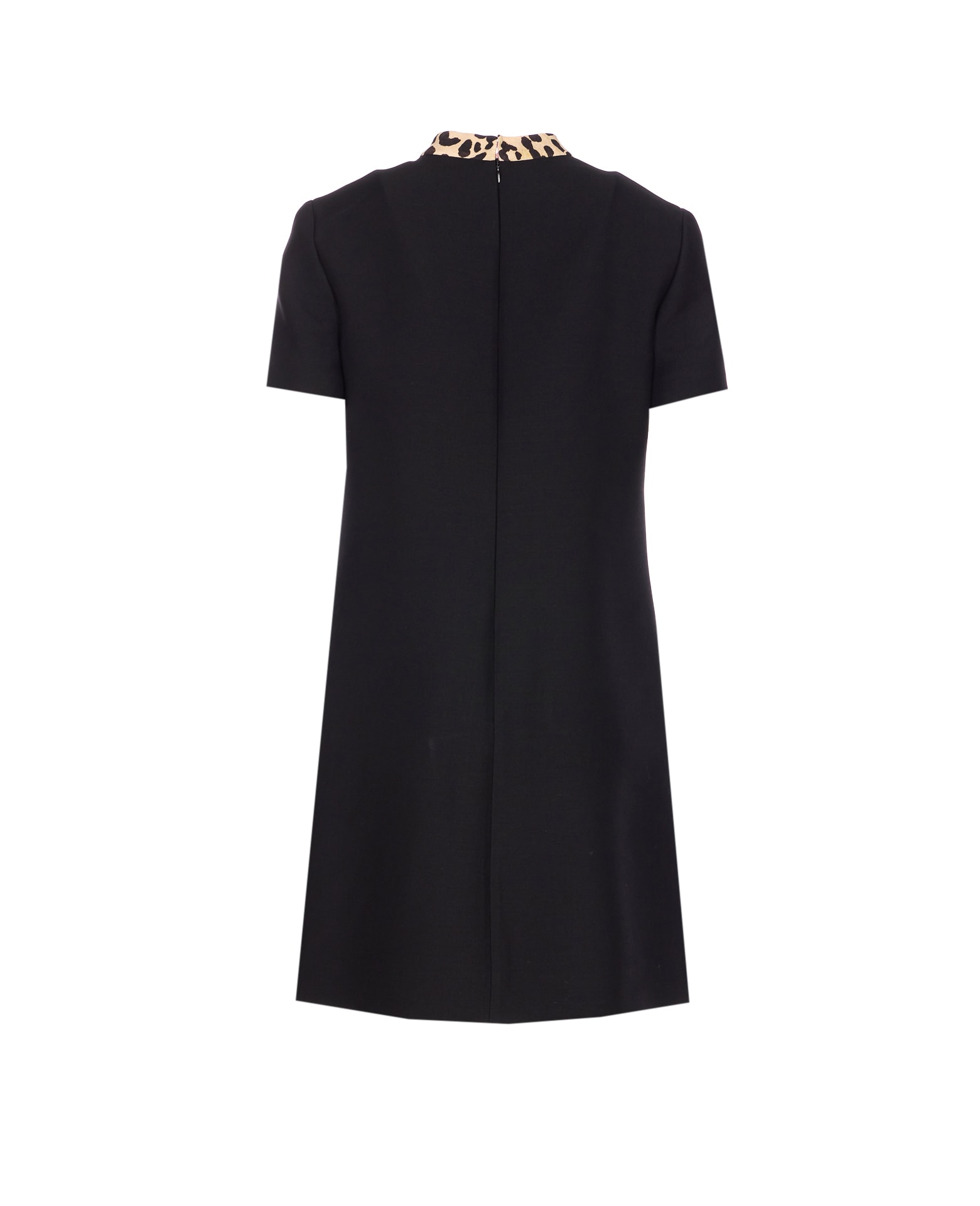 Valentino Embellished Pussy-bow Wool And Silk-blend Crepe Mini Dress In Black