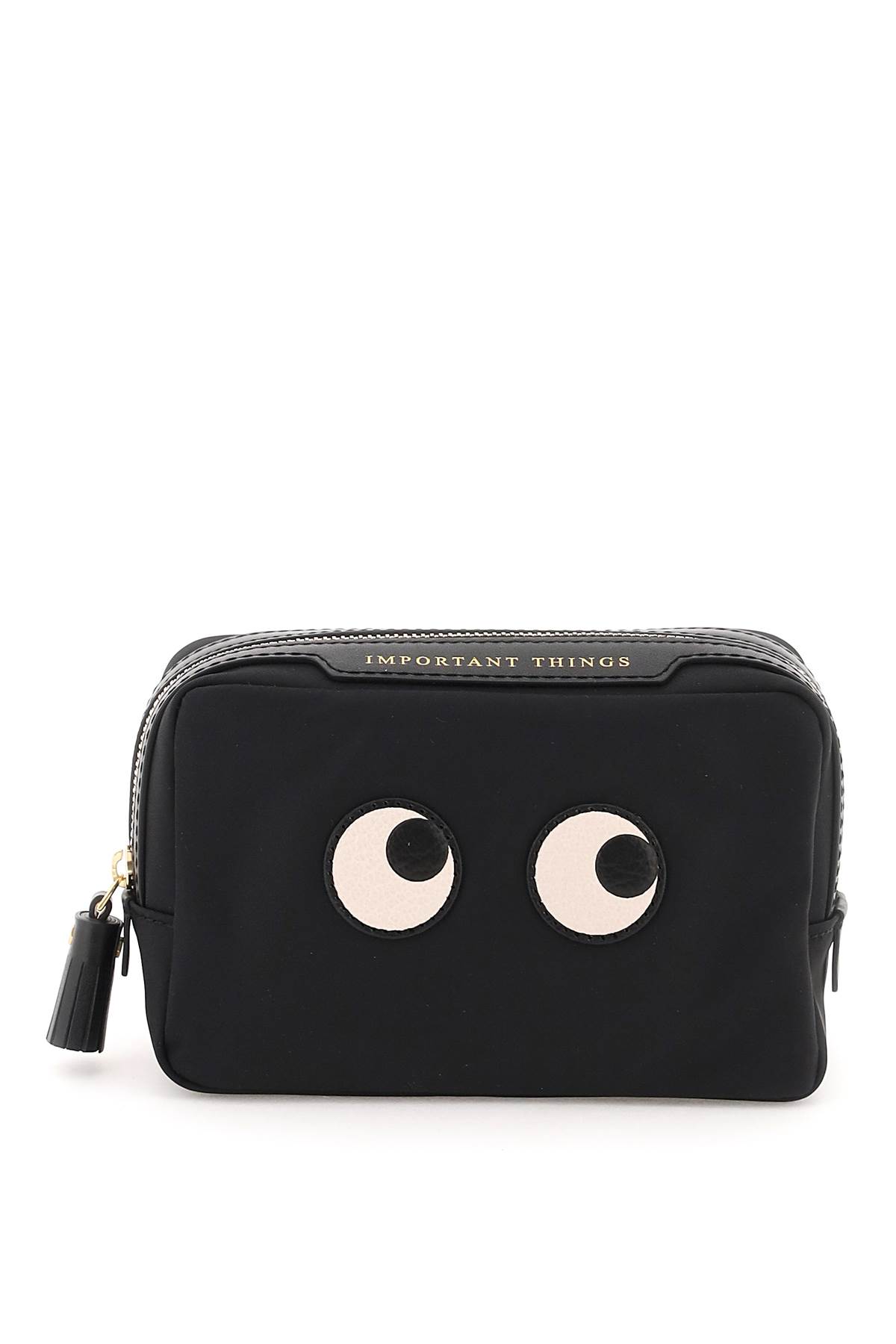 Anya Hindmarch Important Things Eyes Nylon Pouch In Black (black)