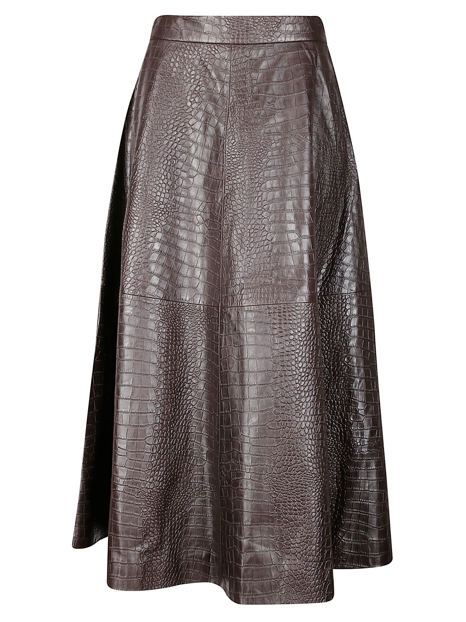 Rohe Crocodile A-line Skirt In Brown