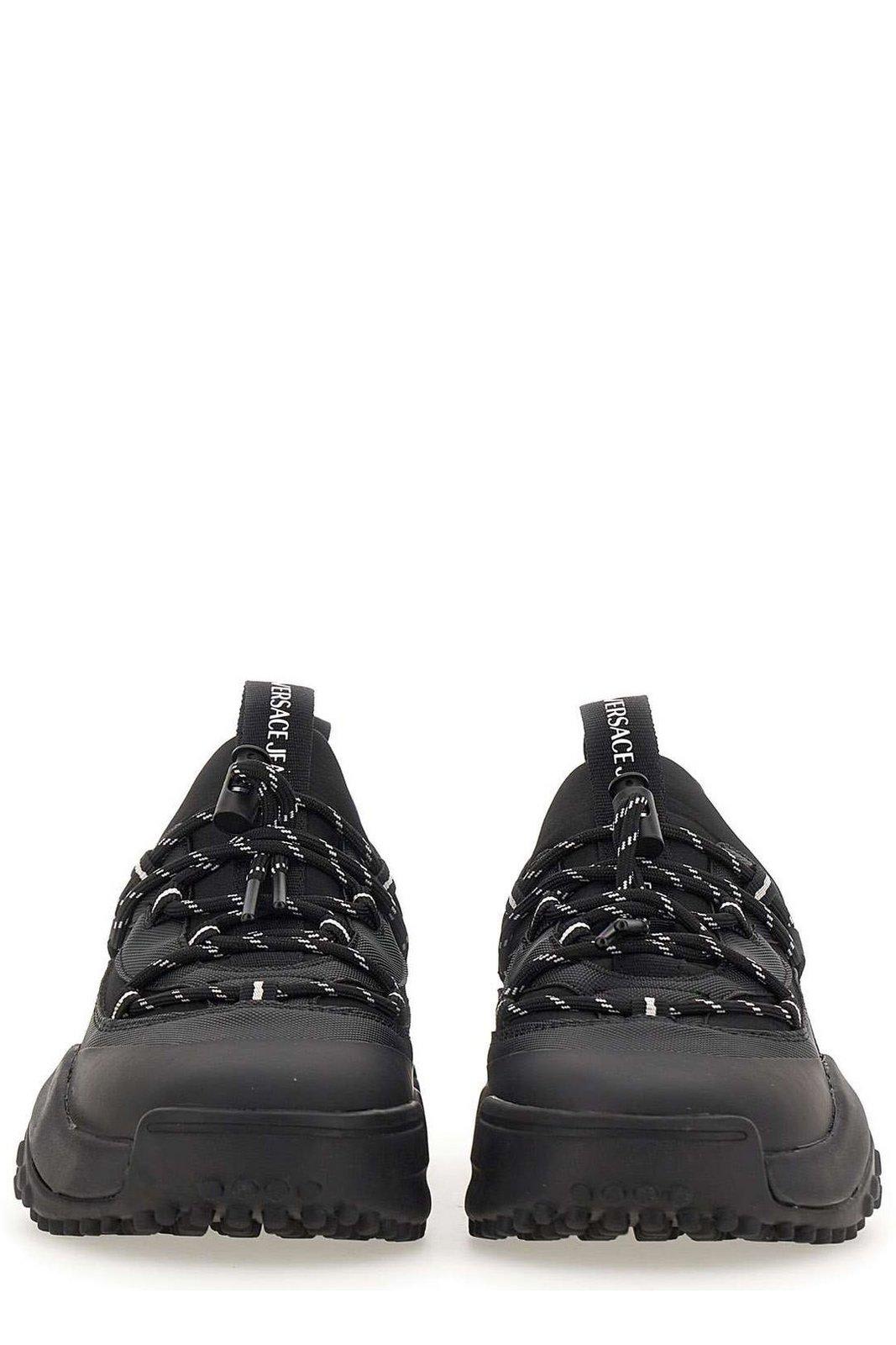 Versace Jeans Couture Logo-embossed Round Toe Sneakers In Black