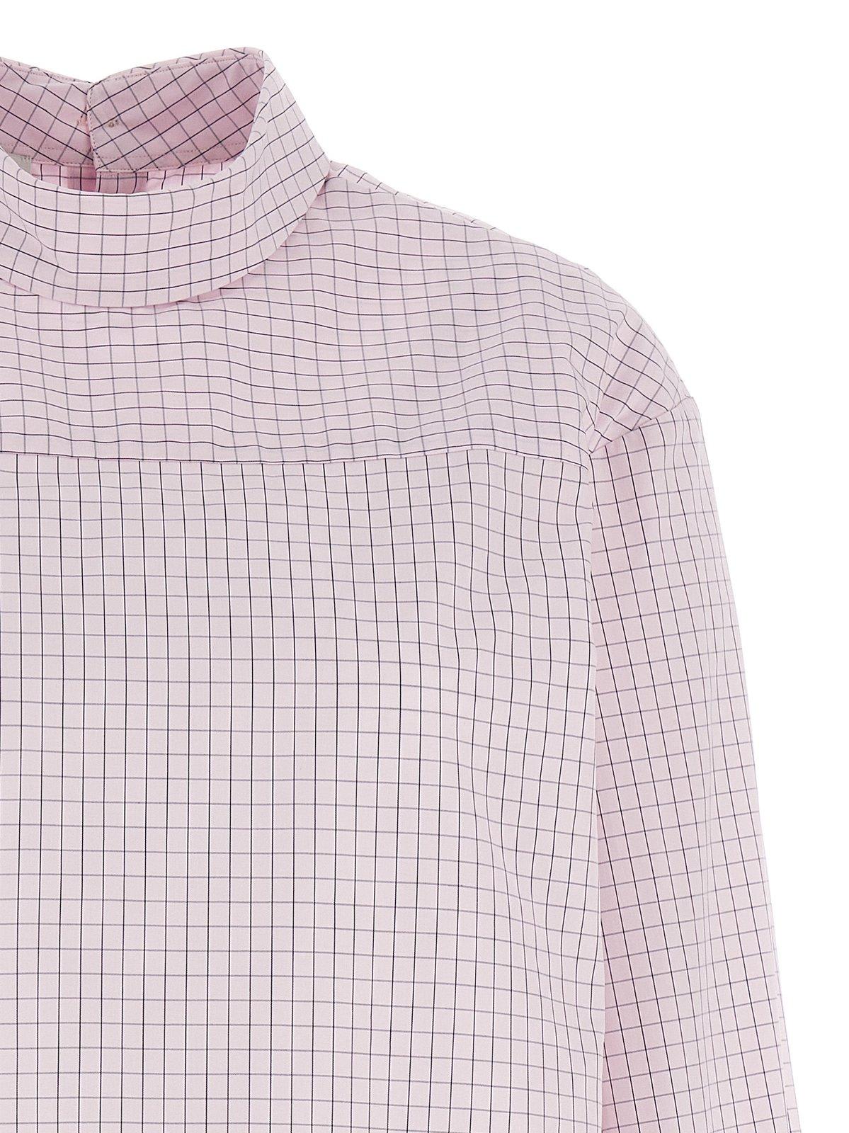 Shop Dries Van Noten Grid Mock-neck Long-sleeve Shirt In Pink