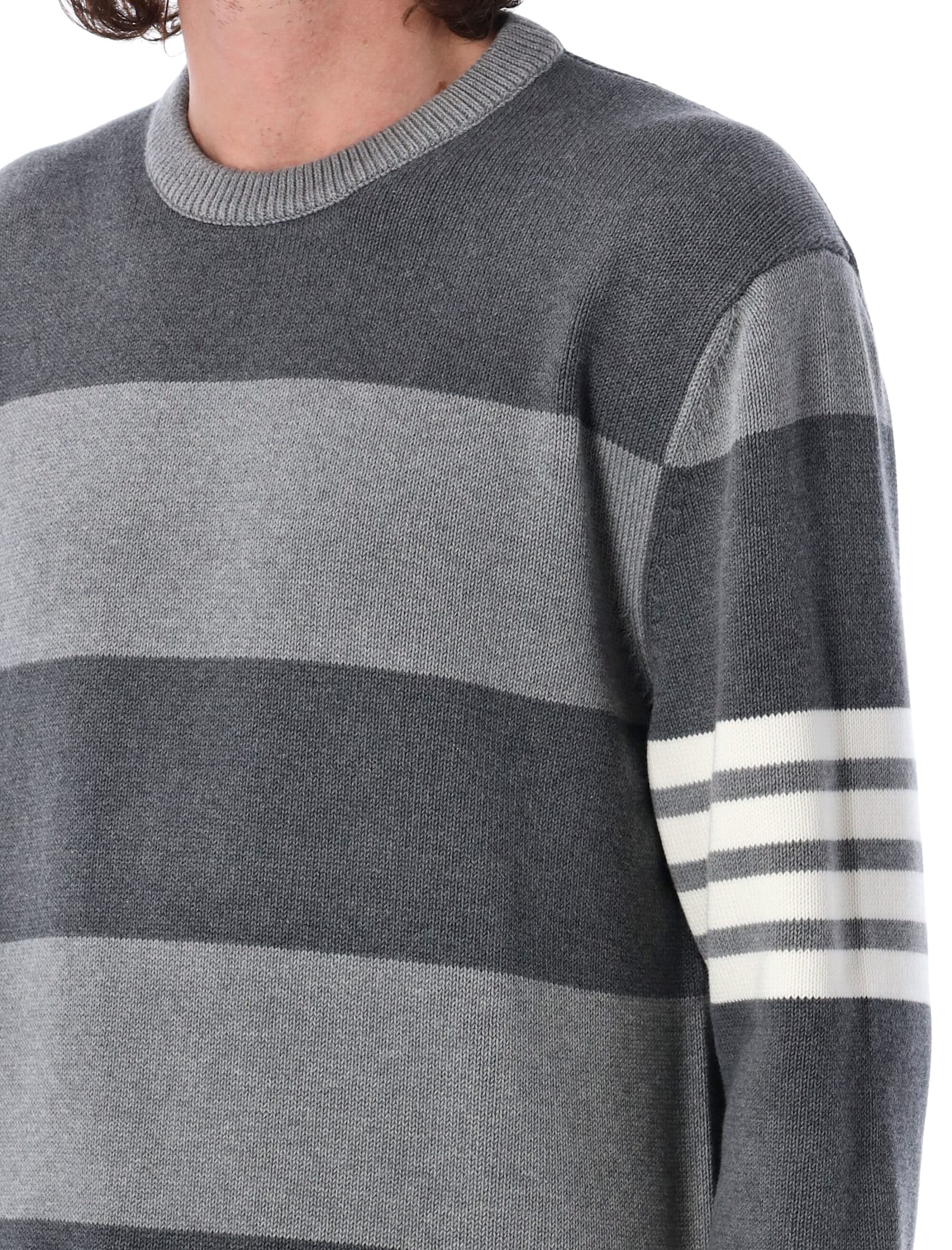 Shop Thom Browne Rugby Rose Icon Sweater In Tonal Grey