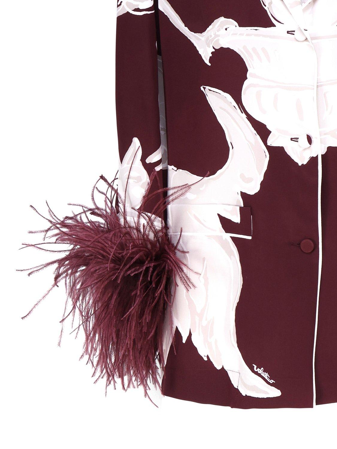 Shop Valentino Feather Detailed Straight Hem Shirt