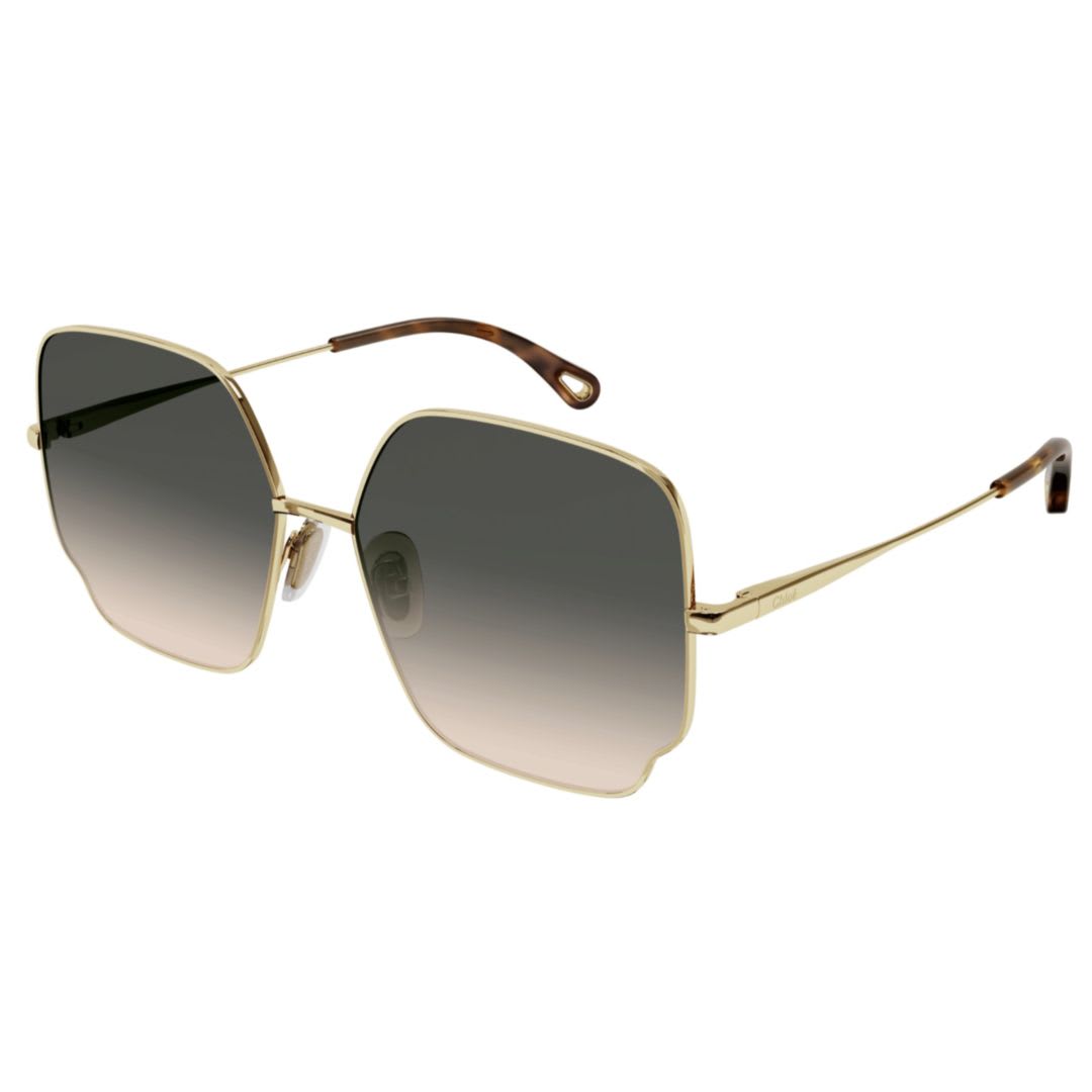 Chloé Ch0092s001 Gold Gold Brown In Gray