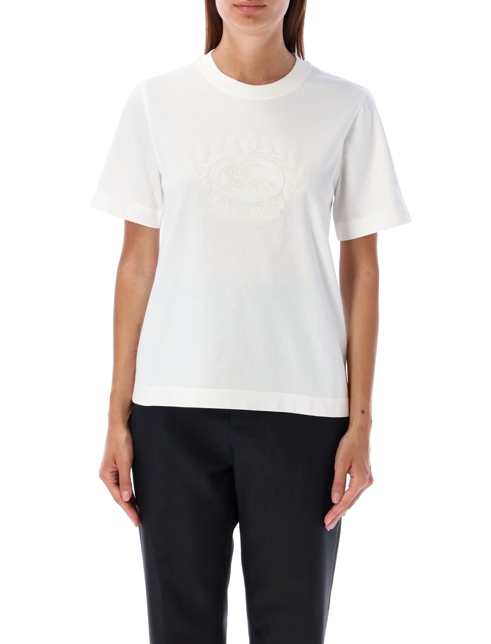 Shop Burberry Au24-ww-sic T-shirt In Chalk