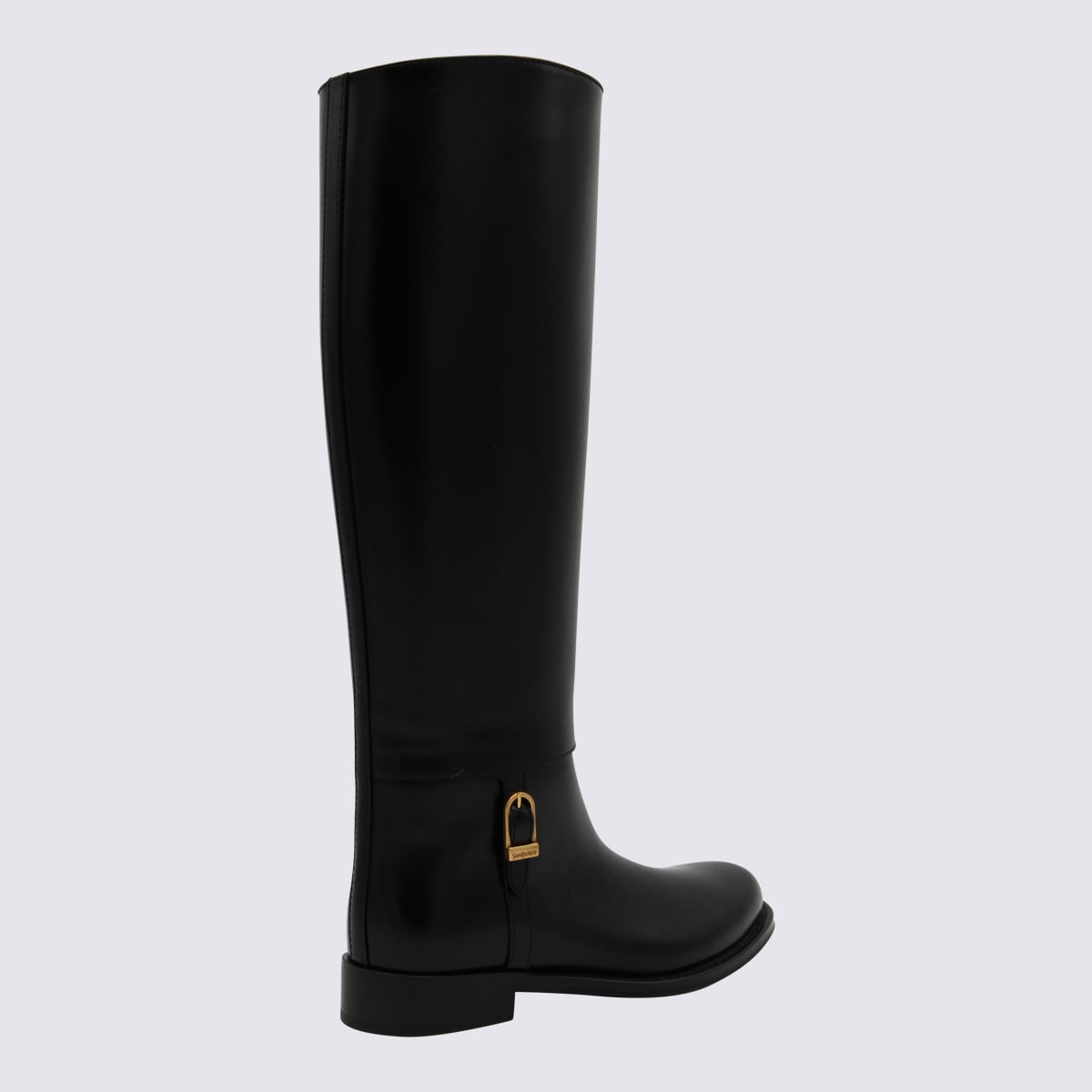 Saint Laurent Black Horny Leather Boots In Black