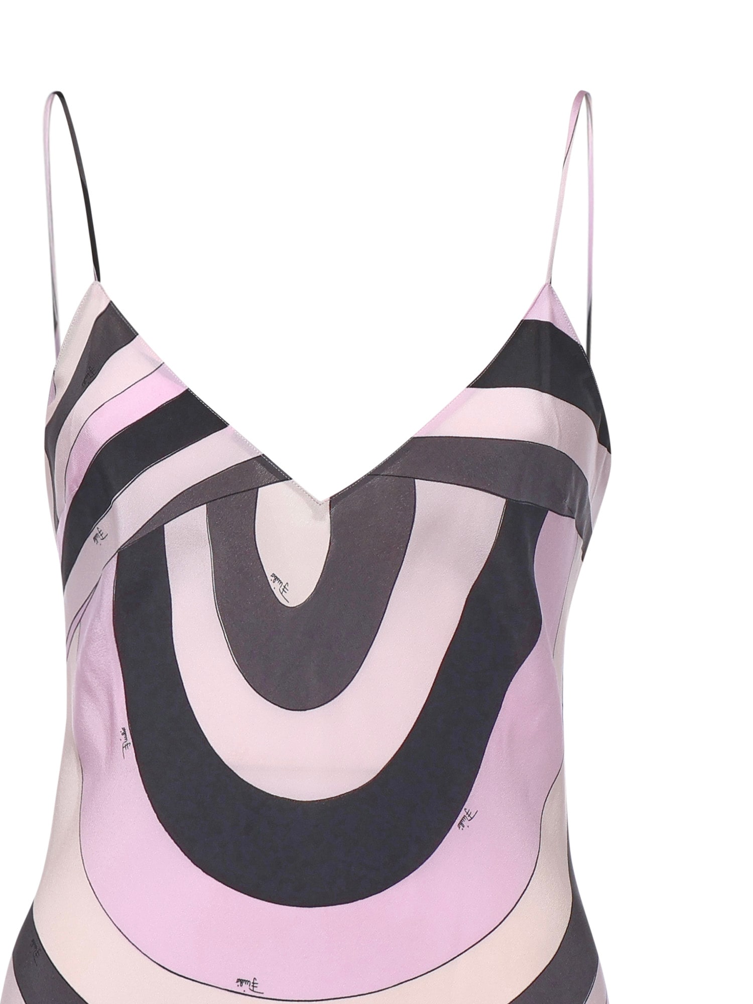 Pucci Silk Dress With Iris Print In Black