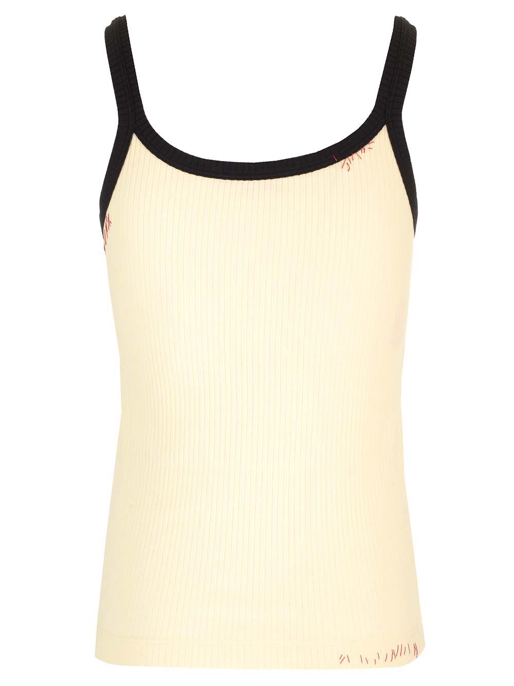 Shop Marni Ribbed Tank Top In White