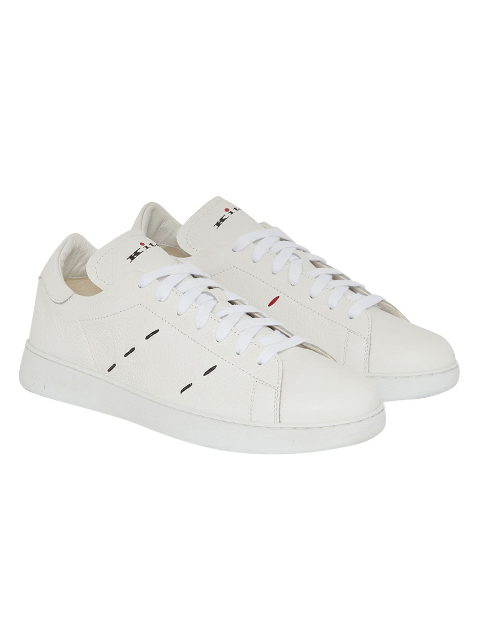 Shop Kiton Sneakers Shoes Calfskin In White