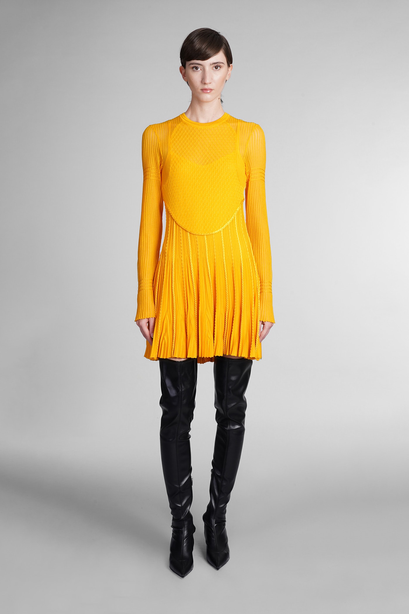 Givenchy Yellow Stretch Viscose Blend Mini Dress In Golden Yellow