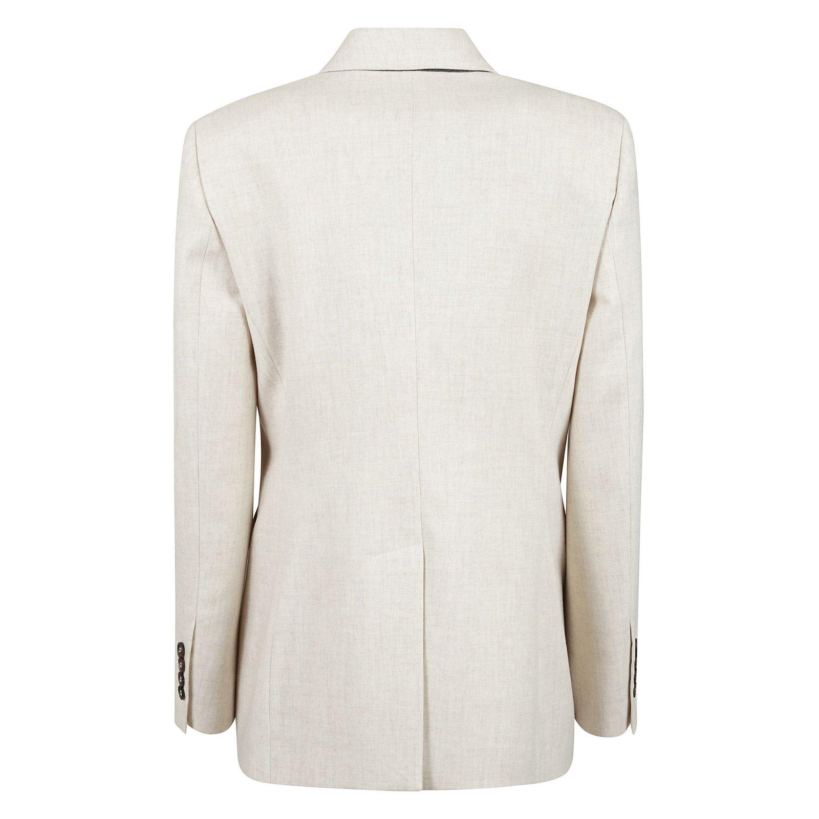 Shop Brunello Cucinelli Double-breasted Blazer In Beige