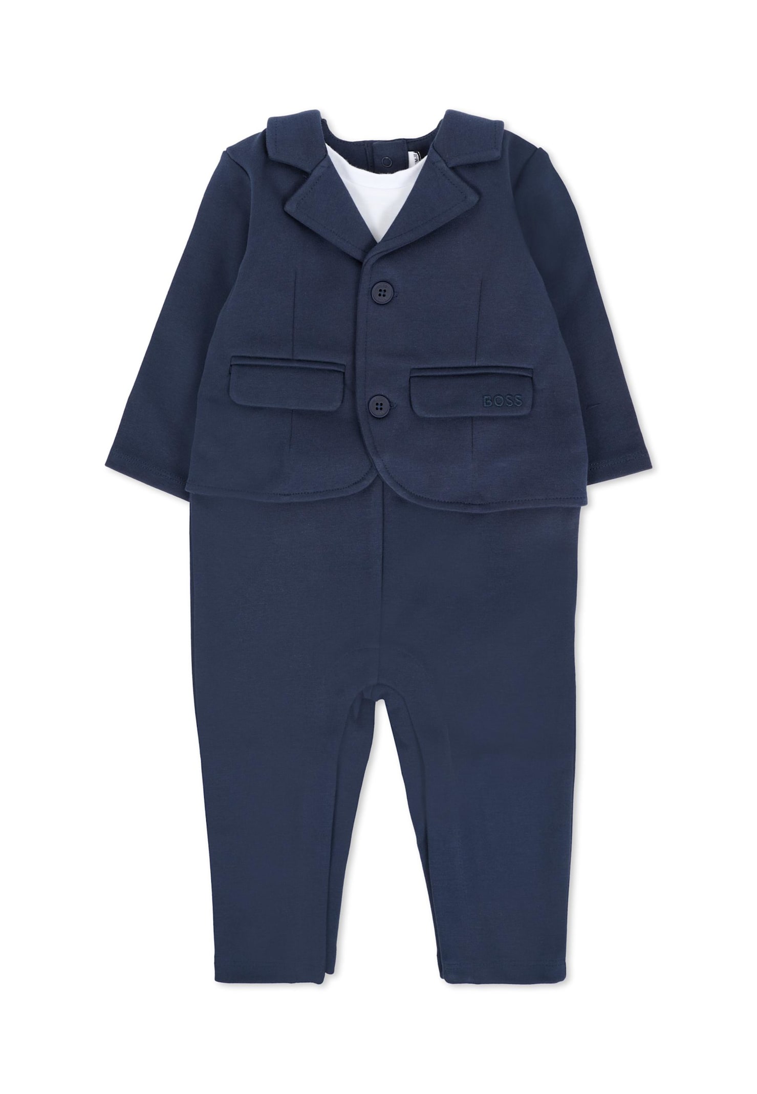 Hugo Boss Blue Babygrow For Baby Boy With Logo In Blue