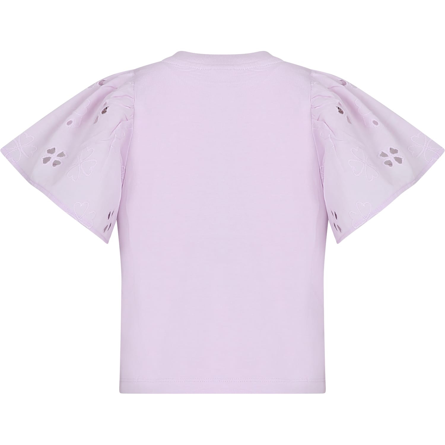 Shop Molo Pink T-shirt For Girl With Macramé Lace