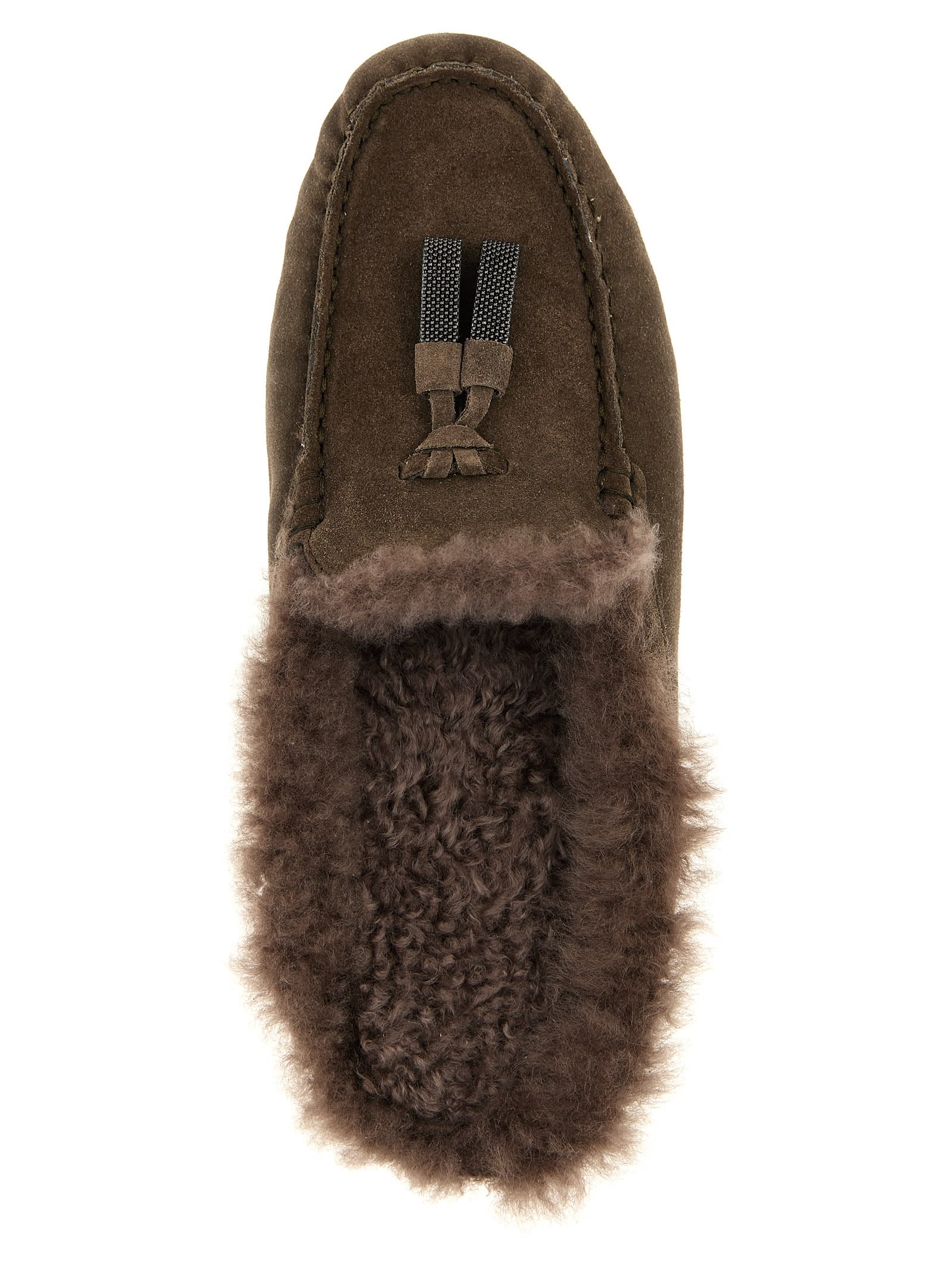 Shop Brunello Cucinelli Suede Fur Loafers In Brown