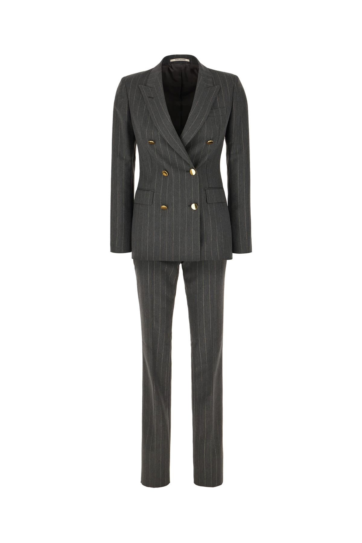 Shop Tagliatore Embroidered Polyester Blend Suit In Grigio Gessato Oro