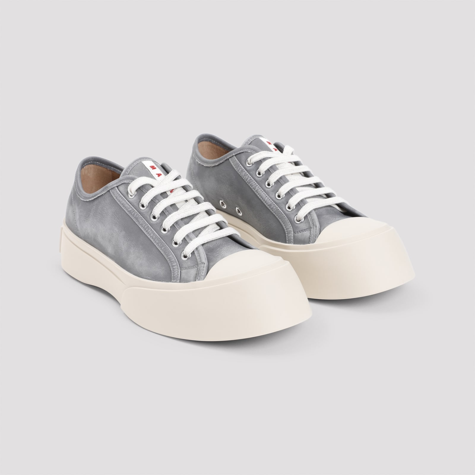 Shop Marni Silver Sneakers In Antique Silver